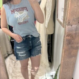No boundaries blue boho Graphic ribbedTank size XXlarge
